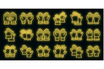 Medical gloves icons set vector neon