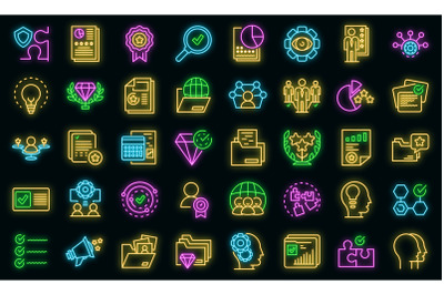 Expertise icons set vector neon