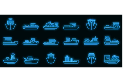 Ferry icons set vector neon