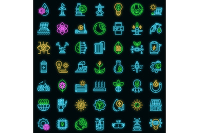 Eco innovation icons set vector neon