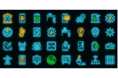 Smart consumption icons set vector neon