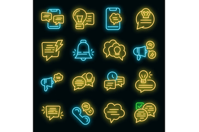 Tips icons set vector neon