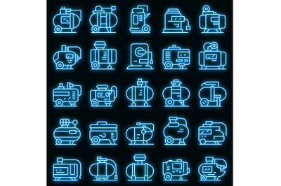 Compressor icons set vector neon