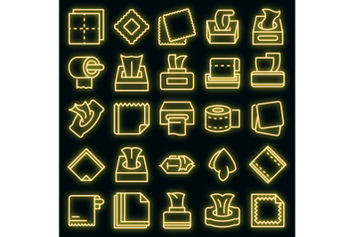 Tissue icons set vector neon