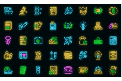 Inheritance icons set vector neon