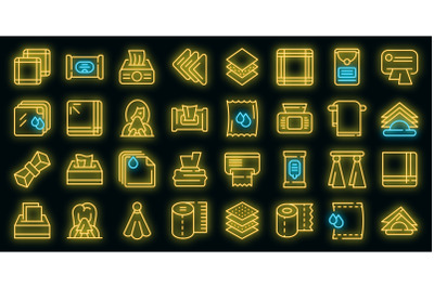 Handkerchief icons set vector neon