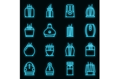 Air freshener icons set vector neon