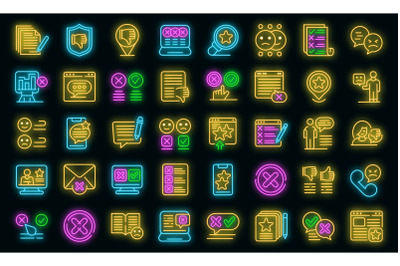 Dislike icons set vector neon