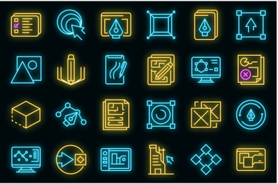 Redesign icons set vector neon