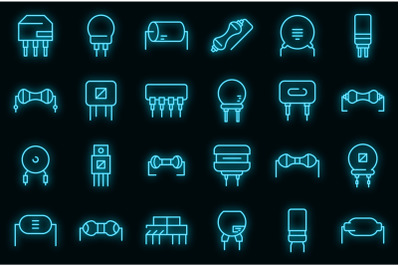 Resistor icons set vector neon