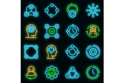 Adapt to changes icons set vector neon