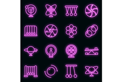 Perpetual motion icons set vector neon