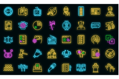 Democracy icons set vector neon