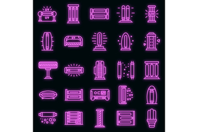 UV lamp icons set vector neon