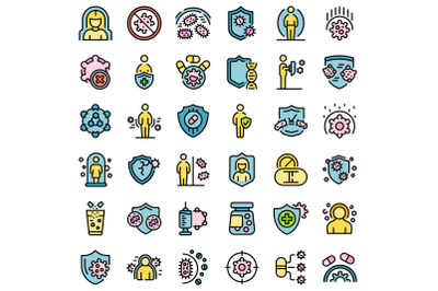 Antibiotic resistance icons set line color vector