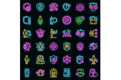 Antibiotic resistance icons set vector neon