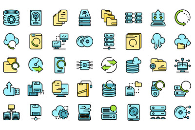 Backups icons set vector flat