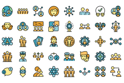 Crew icons set vector flat