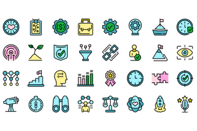 Core values icons set vector flat