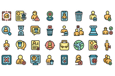 Delete user icons set vector flat