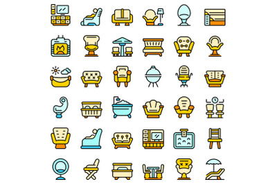 Lounge icons set vector flat