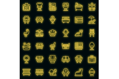 Lounge icons set vector neon