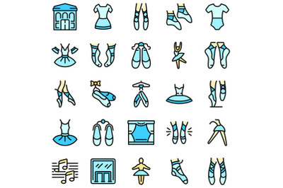 Ballet school icons set vector flat