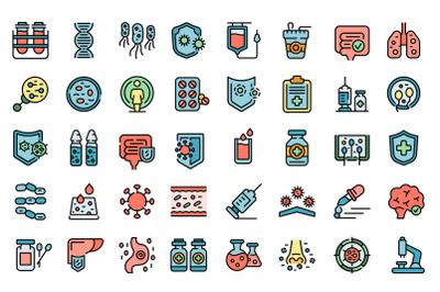 Immune system icons set vector flat