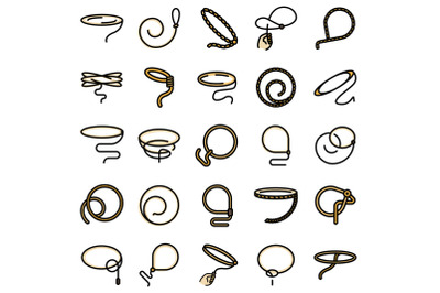 Lasso icons set vector flat