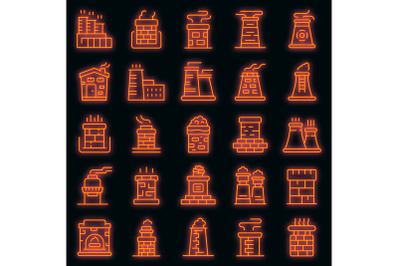 Chimney icons set vector neon