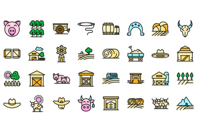 Ranch icons set vector flat