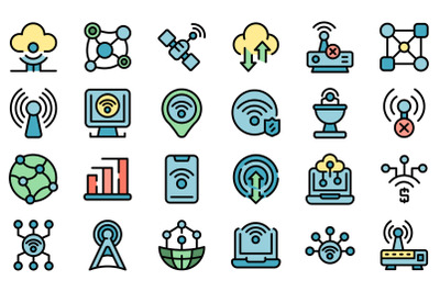 Internet connection icons set vector flat