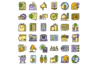 Consumer rights icons set line color vector