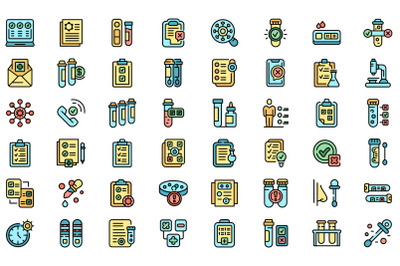 Test result icons set line color vector