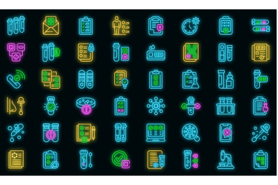 Test result icons set vector neon