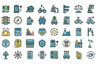 Accessible environment icons set line color vector