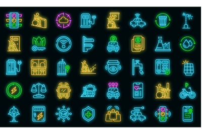 Accessible environment icons set vector neon