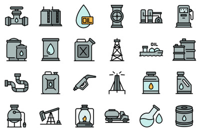 Kerosene icons set line color vector