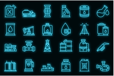 Kerosene icons set vector neon