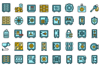 Deposit room icons set line color vector