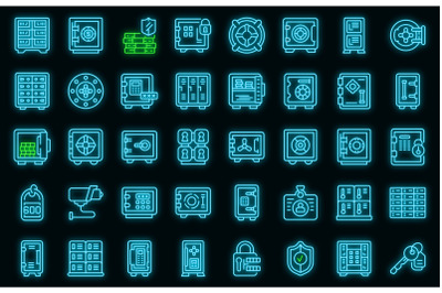 Deposit room icons set vector neon