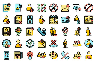 Blacklist icons set line color vector