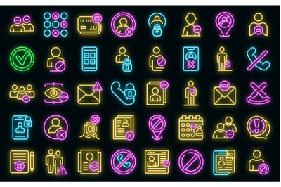 Blacklist icons set vector neon