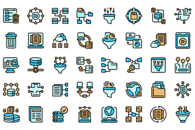 Content filter icons set line color vector