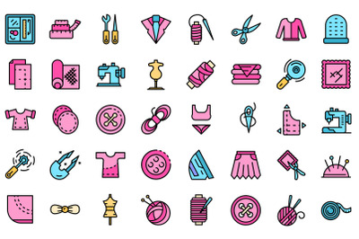 Haberdashery icons set line color vector