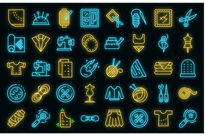 Haberdashery icons set vector neon