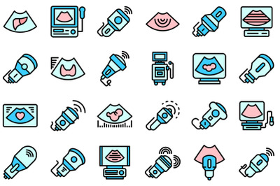 Sonograph icons set line color vector