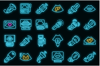 Sonograph icons set vector neon