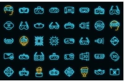 Virtual glasses icons set vector neon