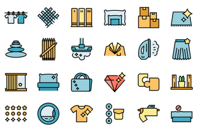 Perfectionism icons set line color vector